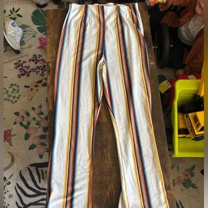 Free People White and Orange Casual Striped Pants
